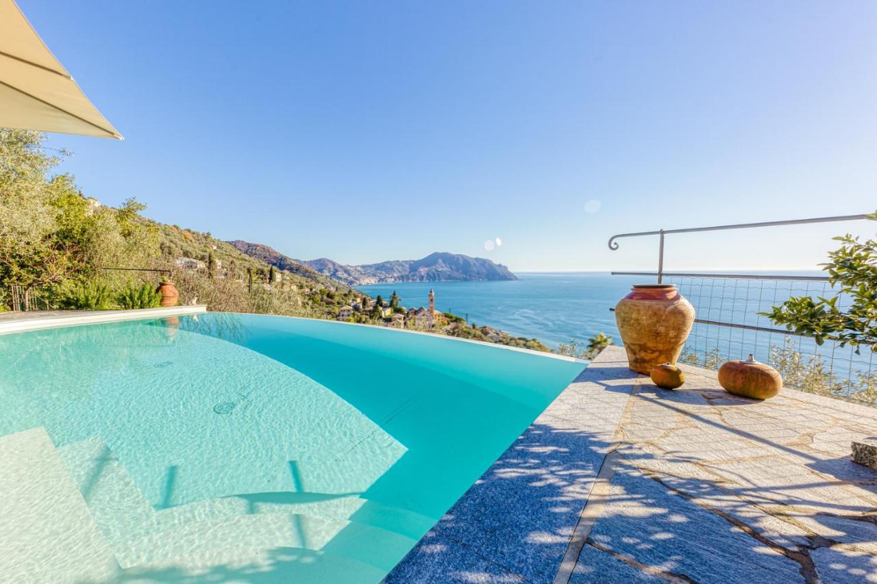 Casaviva - Ampio Trilocale Vista Mare Con Piscina - Pieve Alta Apartman Pieve Ligure Kültér fotó